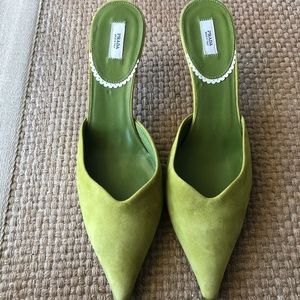 Green Prada kitten heels